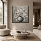 Plaster & Texture abstract oil painting showing layered abstract marks, texture and expressive painterly movement in a grey palette.