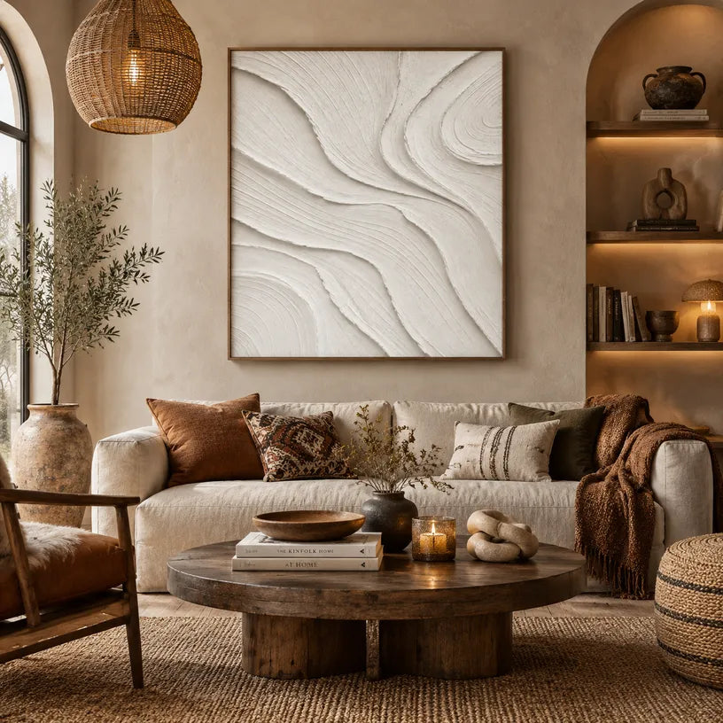 Plaster & Texture abstract oil painting showing layered abstract marks, texture and expressive painterly movement.