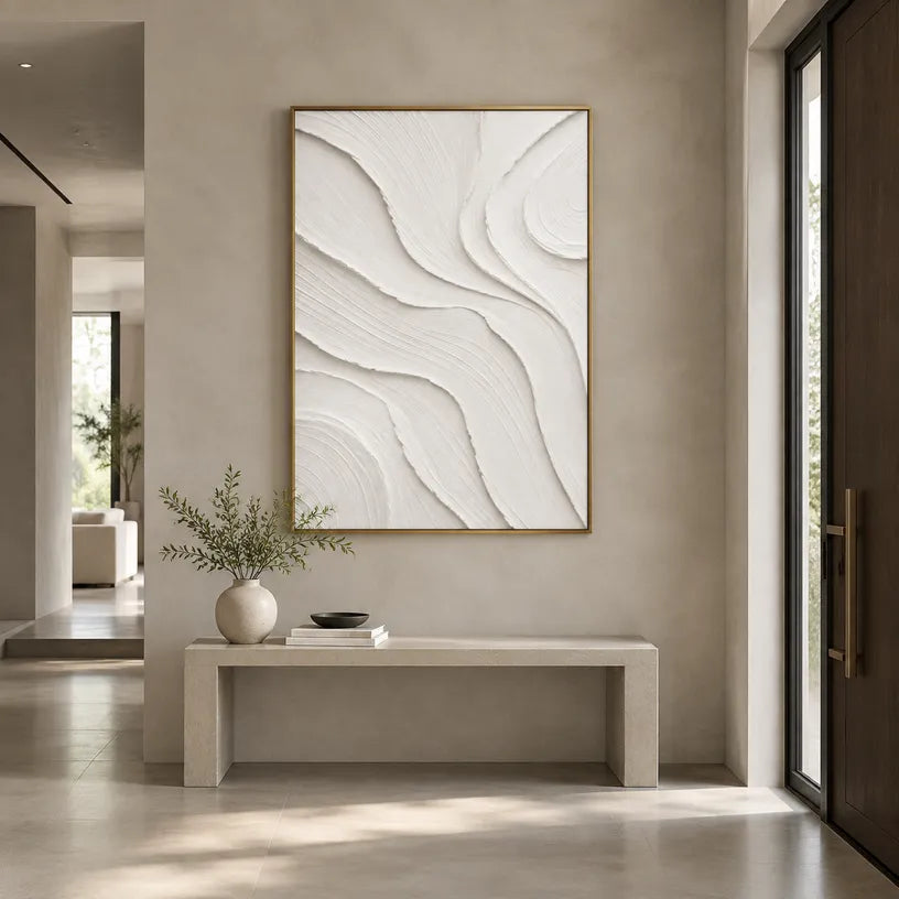 Plaster & Texture abstract oil painting showing layered abstract marks, texture and expressive painterly movement.