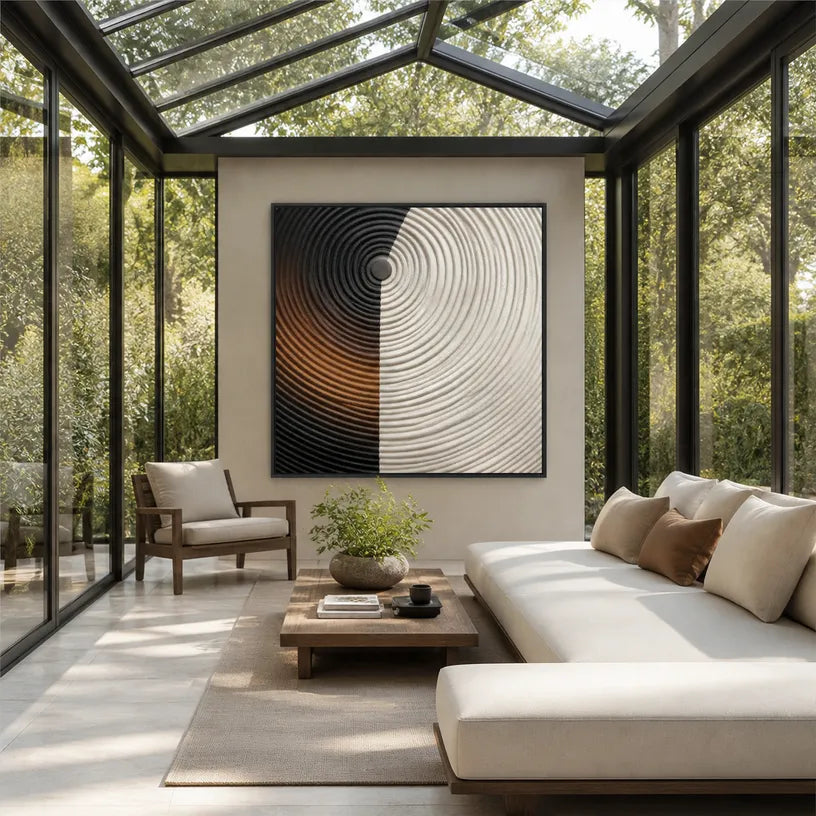 Plaster & Texture abstract oil painting showing layered abstract marks, texture and expressive painterly movement in a grey palette.