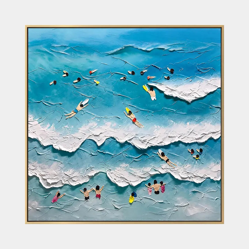 Plaster & Texture abstract oil painting showing layered abstract marks, texture and expressive painterly movement in a blue palette.
