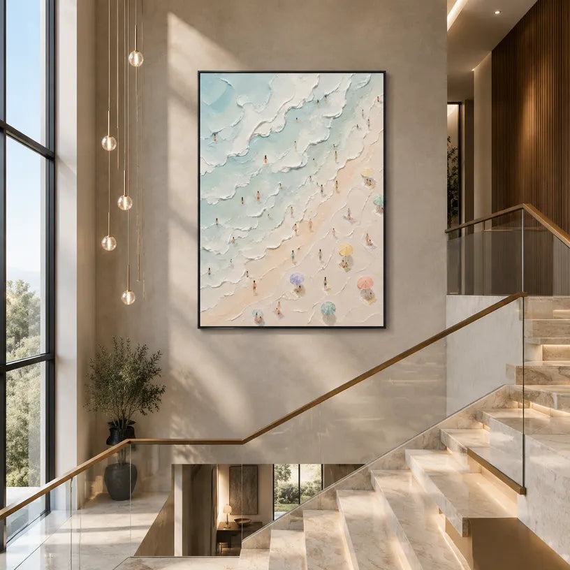 Plaster & Texture abstract oil painting showing layered abstract marks, texture and expressive painterly movement in a beige palette.