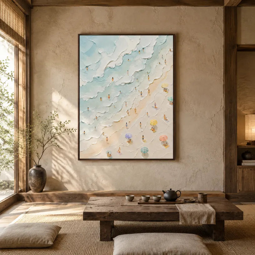 Plaster & Texture abstract oil painting showing layered abstract marks, texture and expressive painterly movement in a beige palette.
