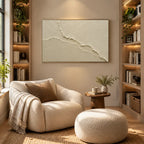 Plaster & Texture abstract oil painting showing layered abstract marks, texture and expressive painterly movement in a beige palette.