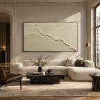 Plaster & Texture abstract oil painting showing layered abstract marks, texture and expressive painterly movement in a beige palette.