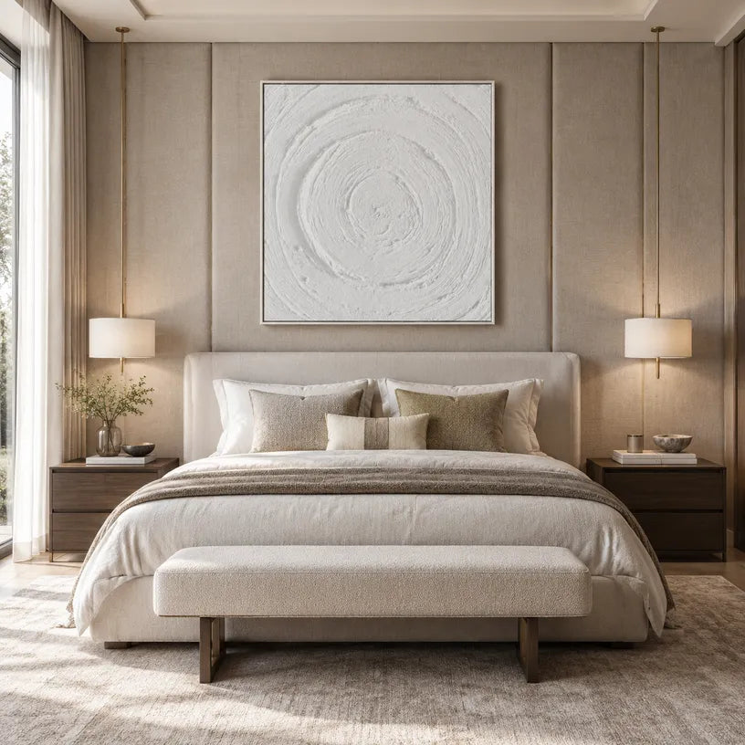 Plaster & Texture abstract oil painting showing layered abstract marks, texture and expressive painterly movement in a grey palette.
