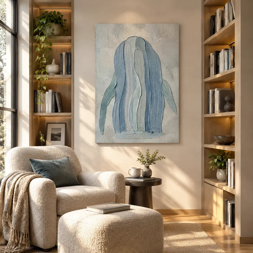Plaster & Texture abstract oil painting showing layered abstract marks, texture and expressive painterly movement in a grey palette.