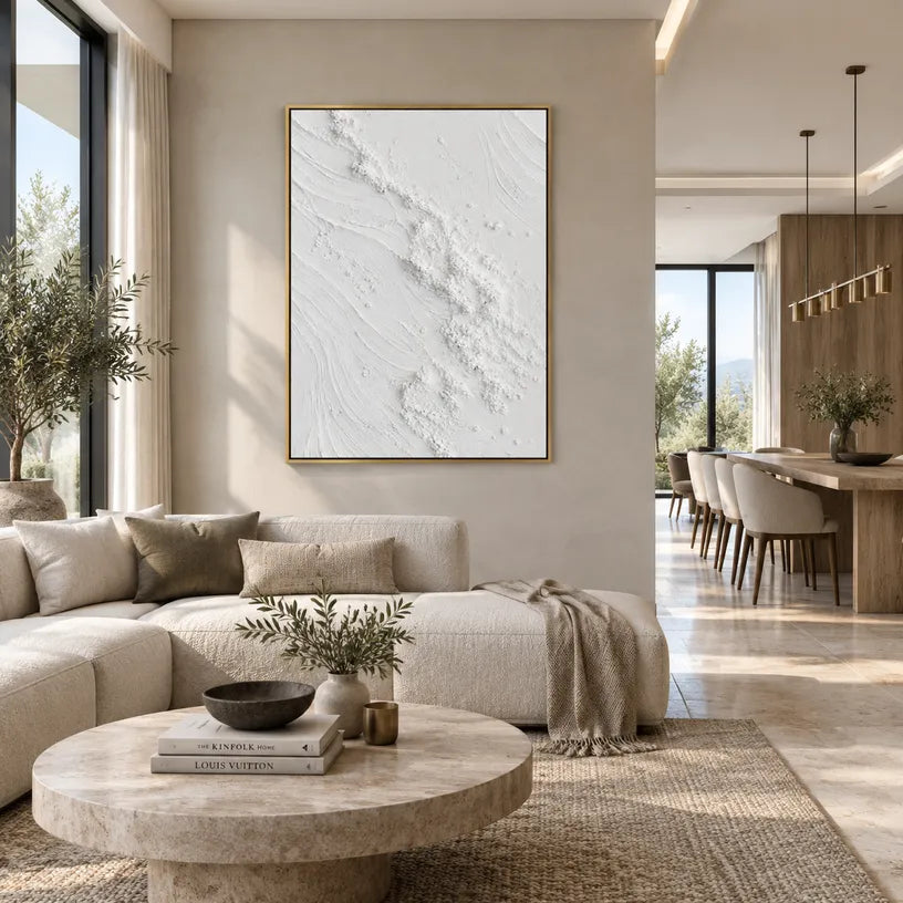 Plaster & Texture abstract oil painting showing layered abstract marks, texture and expressive painterly movement.