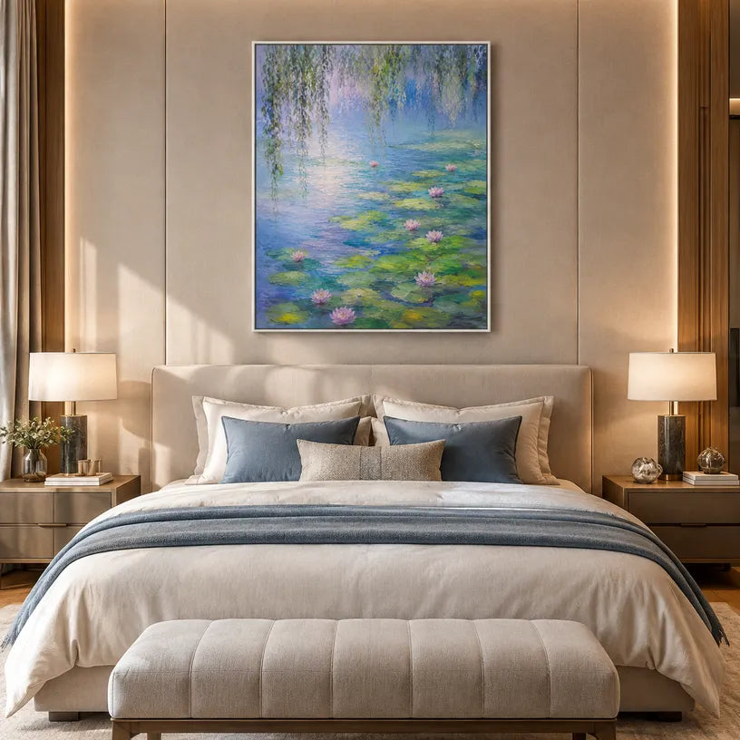 Plaster & Texture floral/botanicals & nature oil painting showing botanical forms, flowers or trees arranged in a calm painterly composition in a blue palette.