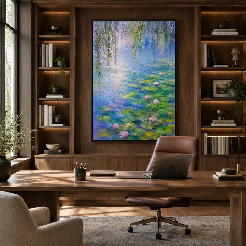 Plaster & Texture floral/botanicals & nature oil painting showing botanical forms, flowers or trees arranged in a calm painterly composition in a blue palette.