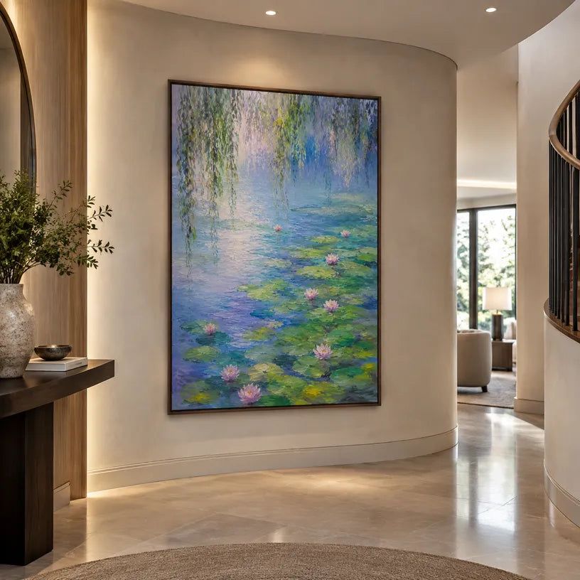 Plaster & Texture floral/botanicals & nature oil painting showing botanical forms, flowers or trees arranged in a calm painterly composition in a blue palette.