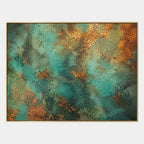Plaster & Texture abstract oil painting showing layered abstract marks, texture and expressive painterly movement in a green palette.