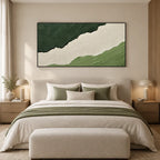 Plaster & Texture abstract oil painting showing layered abstract marks, texture and expressive painterly movement in a green palette.