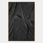 Plaster & Texture abstract oil painting showing layered abstract marks, texture and expressive painterly movement in a black palette.