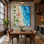 Plaster & Texture abstract oil painting showing layered abstract marks, texture and expressive painterly movement in a blue palette.