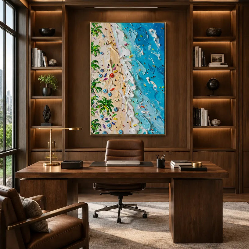Plaster & Texture abstract oil painting showing layered abstract marks, texture and expressive painterly movement in a blue palette.