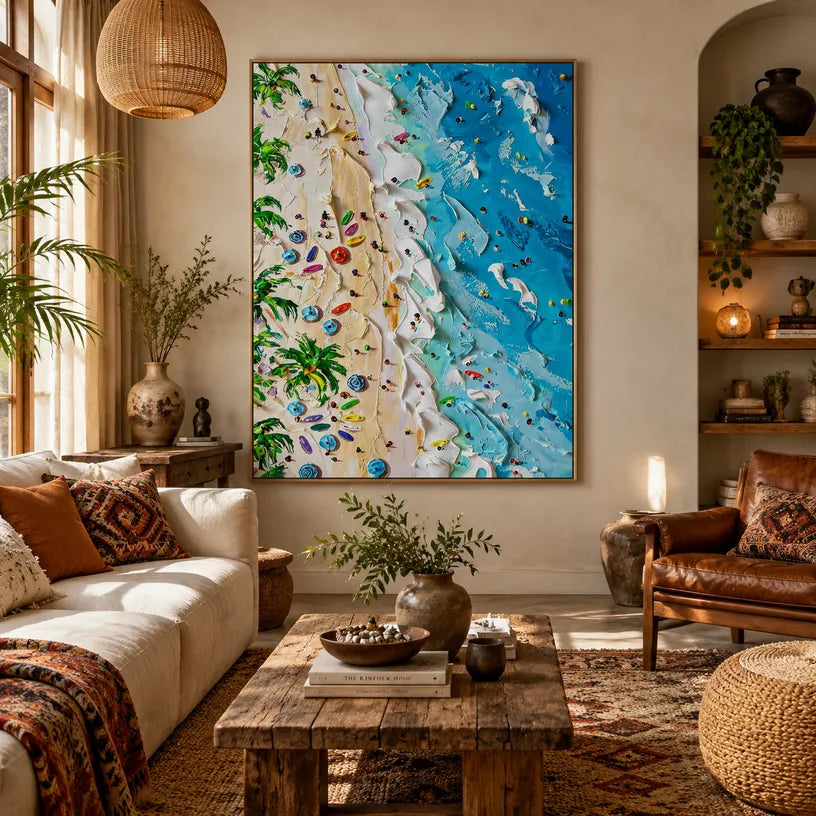 Plaster & Texture abstract oil painting showing layered abstract marks, texture and expressive painterly movement in a blue palette.