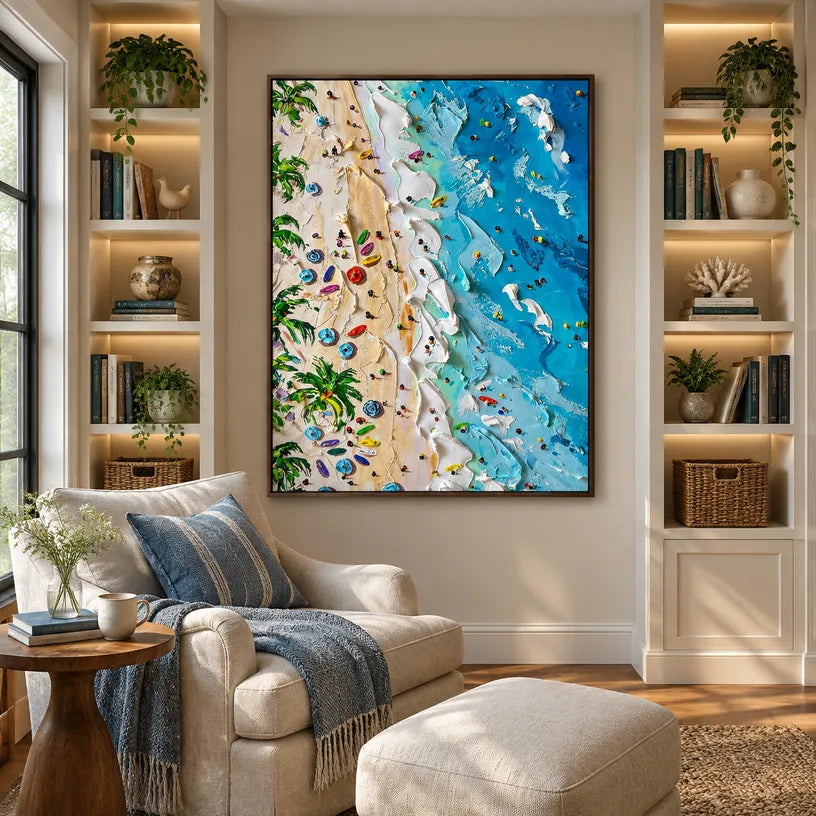 Plaster & Texture abstract oil painting showing layered abstract marks, texture and expressive painterly movement in a blue palette.