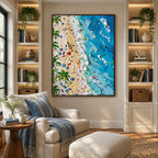 Plaster & Texture abstract oil painting showing layered abstract marks, texture and expressive painterly movement in a blue palette.