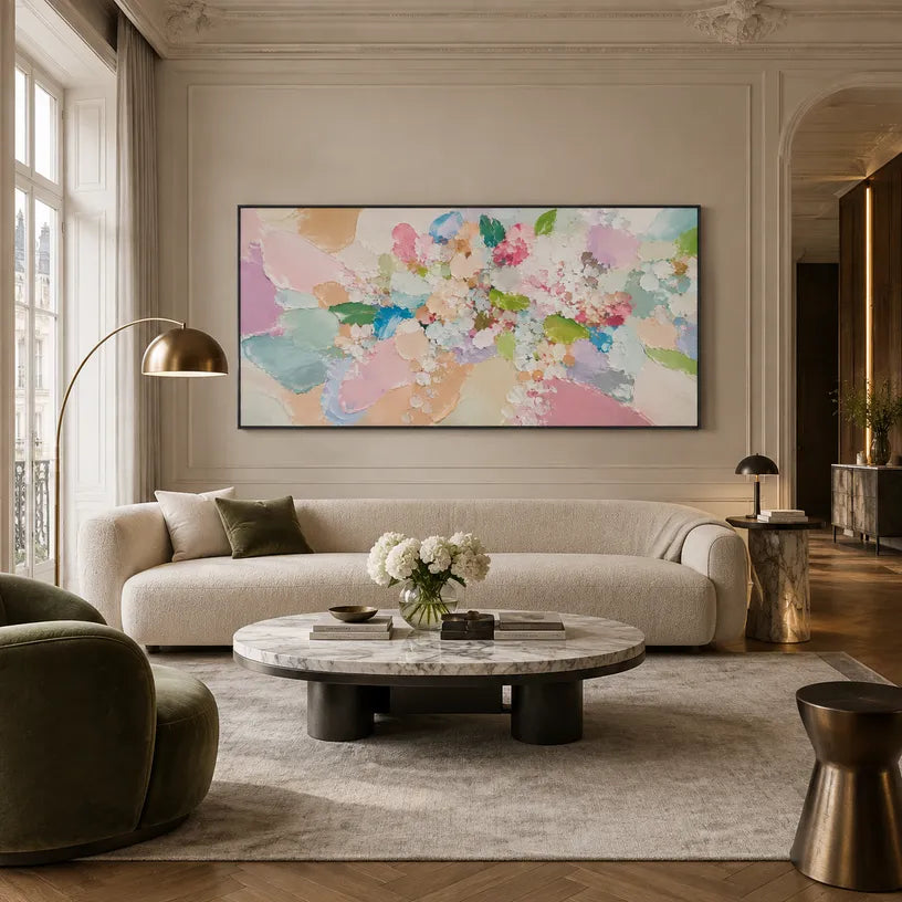 Plaster & Texture abstract oil painting showing layered abstract marks, texture and expressive painterly movement in a brown palette.