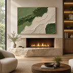 Plaster & Texture abstract oil painting showing layered abstract marks, texture and expressive painterly movement in a green palette.