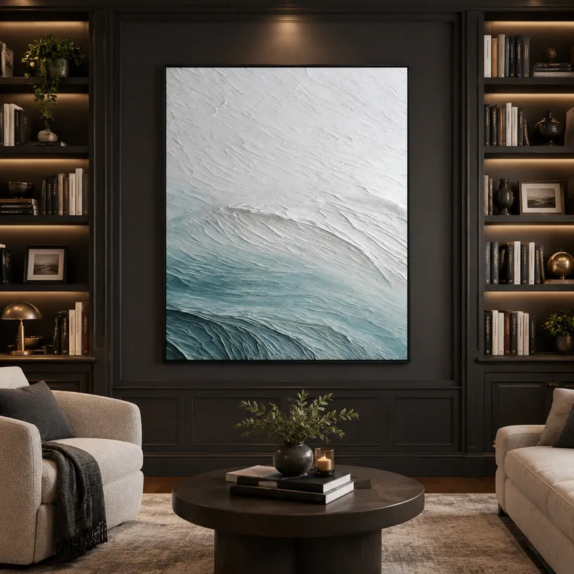 Plaster & Texture abstract oil painting showing layered abstract marks, texture and expressive painterly movement in a grey palette.
