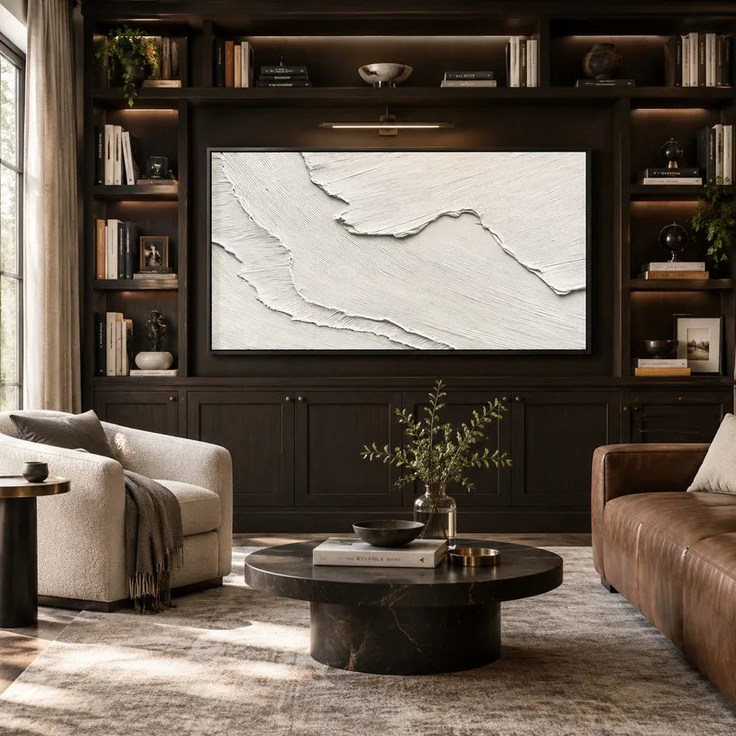 Plaster & Texture abstract oil painting showing layered abstract marks, texture and expressive painterly movement.
