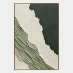 Plaster & Texture abstract oil painting showing layered abstract marks, texture and expressive painterly movement in a green palette.