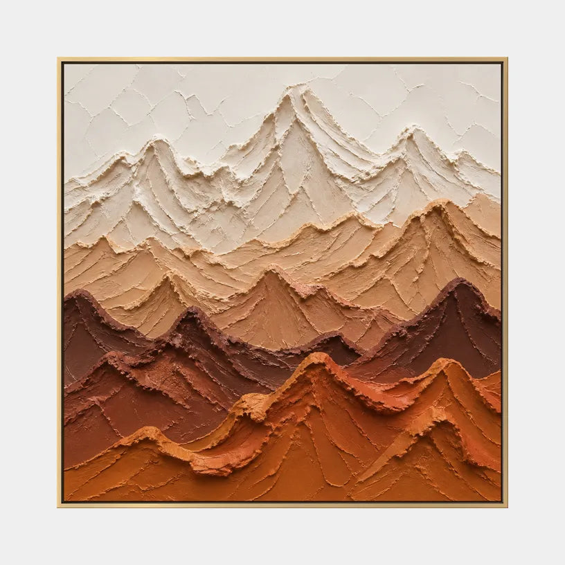 Plaster & Texture abstract oil painting showing layered abstract marks, texture and expressive painterly movement in a orange palette.