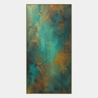 Plaster & Texture abstract oil painting showing layered abstract marks, texture and expressive painterly movement in a green palette.