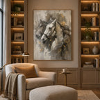 Plaster & Texture abstract oil painting showing layered abstract marks, texture and expressive painterly movement in a brown palette.
