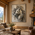 Plaster & Texture abstract oil painting showing layered abstract marks, texture and expressive painterly movement in a brown palette.
