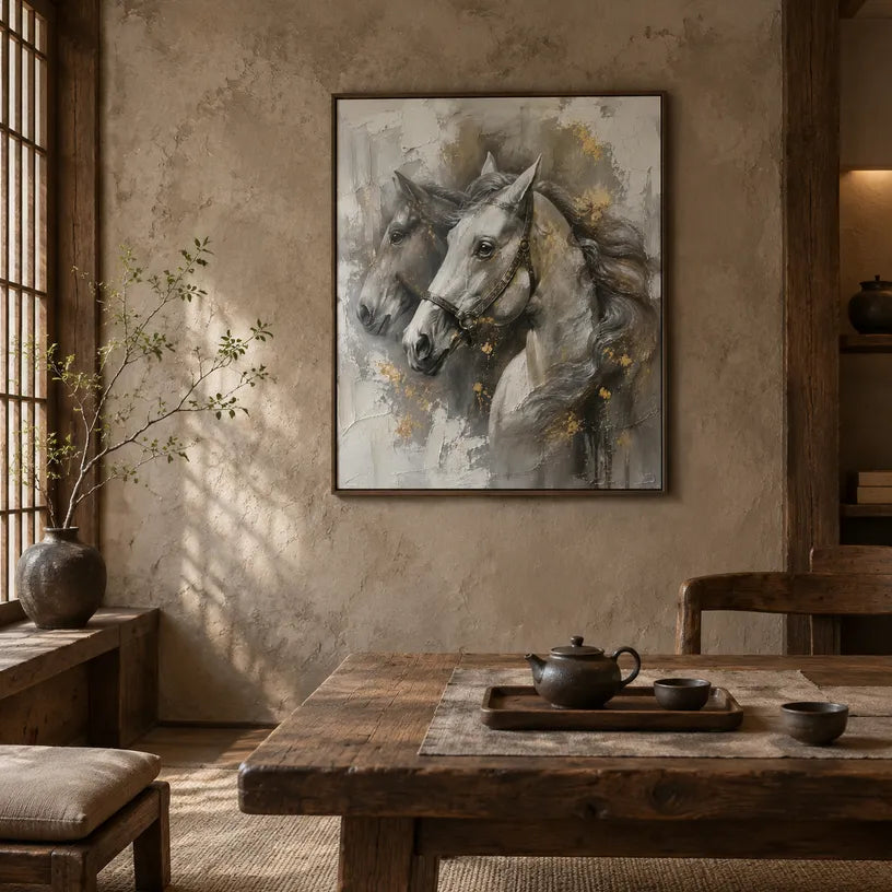 Plaster & Texture abstract oil painting showing layered abstract marks, texture and expressive painterly movement in a brown palette.