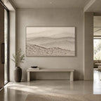Plaster & Texture abstract oil painting showing layered abstract marks, texture and expressive painterly movement in a beige palette.