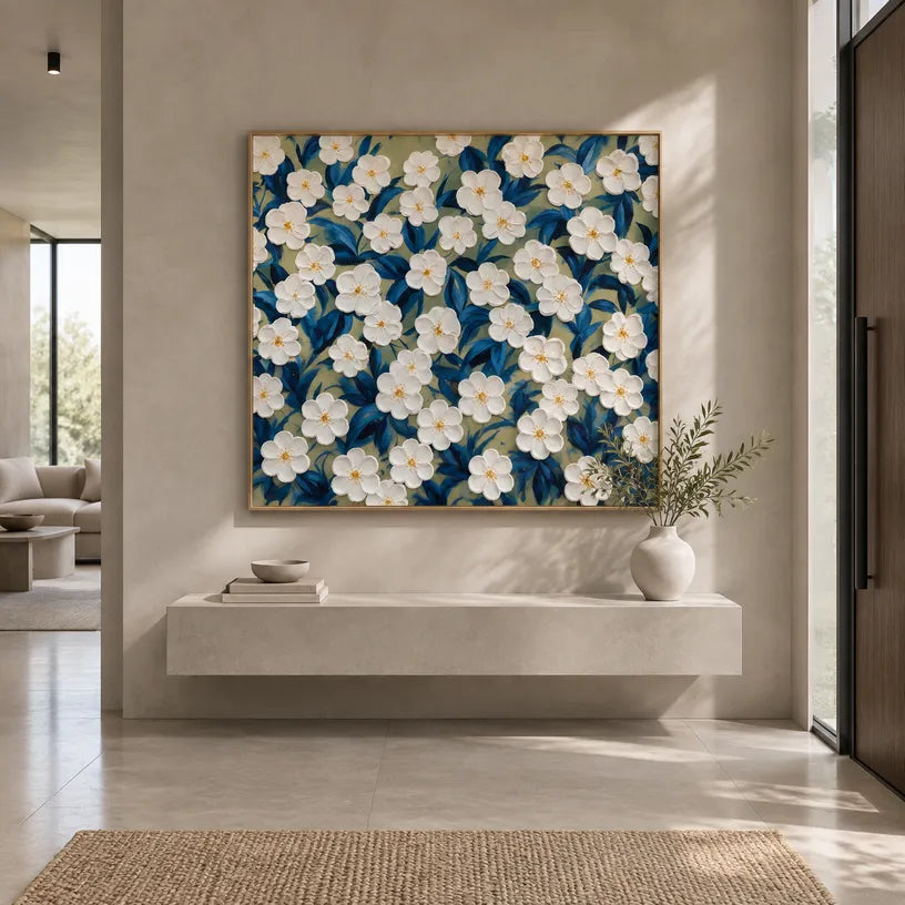 Plaster & Texture abstract oil painting showing layered abstract marks, texture and expressive painterly movement.