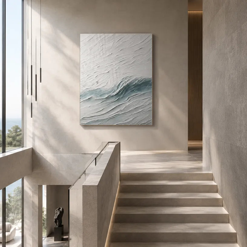 Plaster & Texture abstract oil painting showing layered abstract marks, texture and expressive painterly movement in a grey palette.
