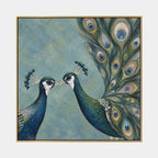 Peinture à l'huile d'animaux pop représentant un sujet animal expressif rendu avec un pinceau visible dans une palette bleue.