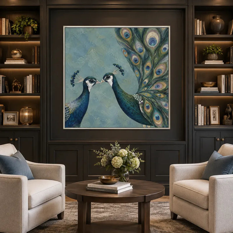 Peinture à l'huile d'animaux pop représentant un sujet animal expressif rendu avec un pinceau visible dans une palette bleue.