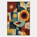 Pittura a olio pop astratta e concettuale con segni astratti stratificati, consistenza e movimento pittorico espressivo.