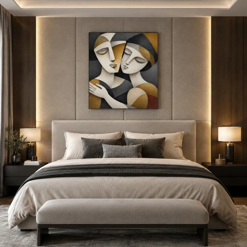 Peinture à l'huile de portraits et de figures pop représentant une figure ou un portrait expressif rendu avec des détails picturaux.