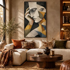Populäres Porträt- und Figurenölgemälde mit einer ausdrucksstarken Figur oder einem Porträt mit malerischen Details in einer Beige-Palette.