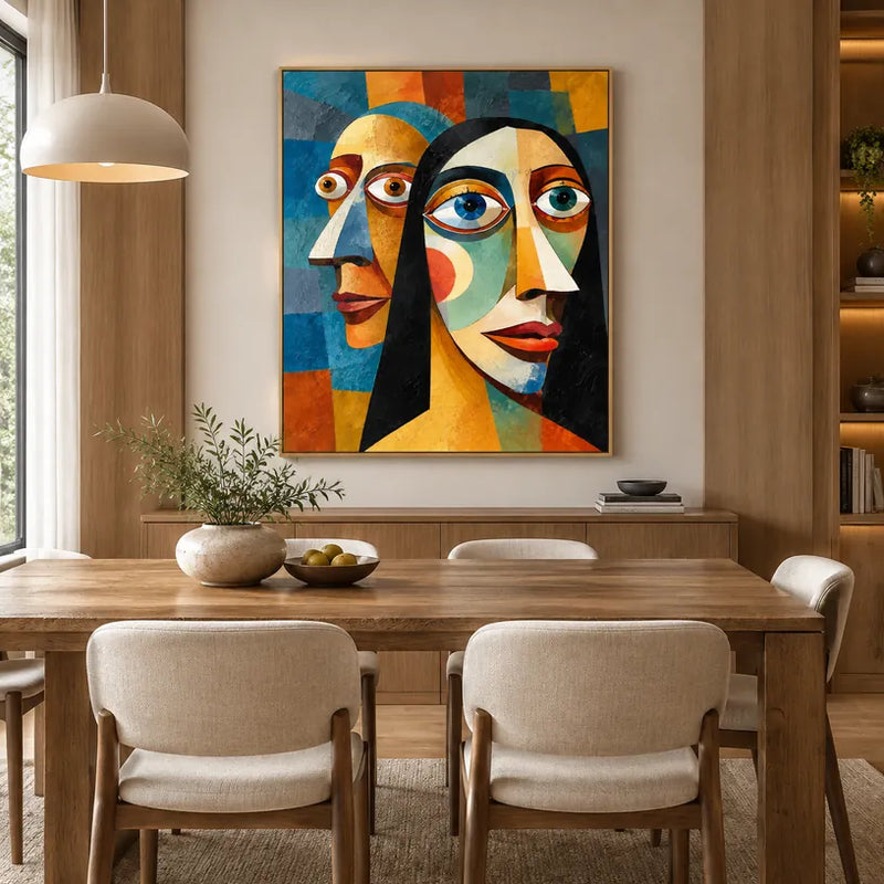 Ritrattistica pop e pittura a olio con figure espressive o ritratti resi con dettagli pittorici.