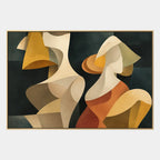 Pittura a olio pop astratta e concettuale con segni astratti stratificati, consistenza e movimento pittorico espressivo.