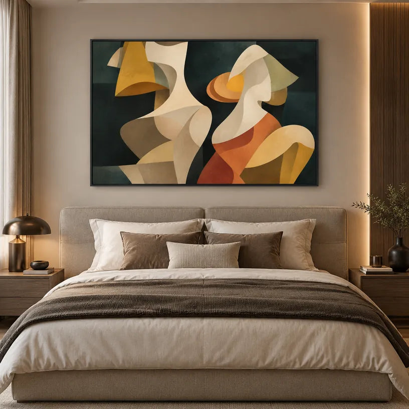 Pittura a olio pop astratta e concettuale con segni astratti stratificati, consistenza e movimento pittorico espressivo.