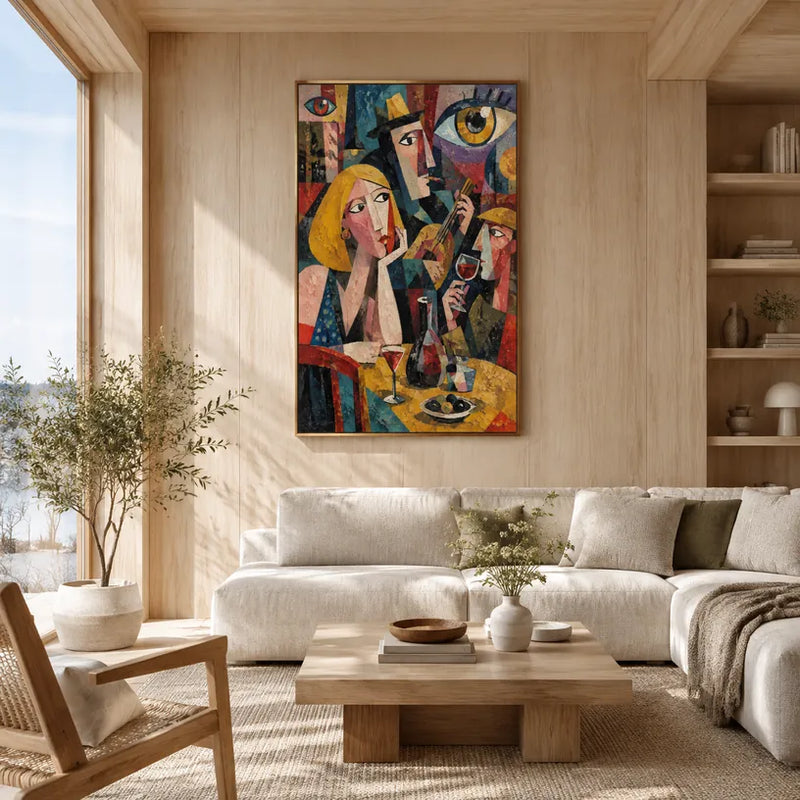 Peinture à l'huile de portraits et de figures pop représentant une figure ou un portrait expressif rendu avec des détails picturaux.