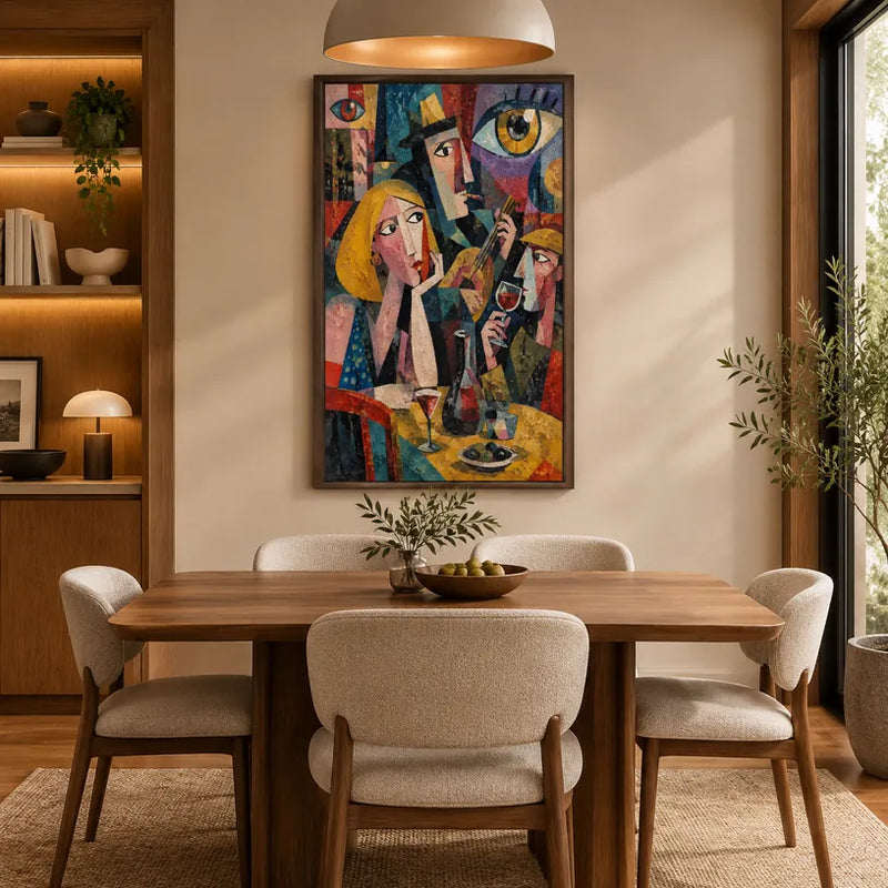 Peinture à l'huile de portraits et de figures pop représentant une figure ou un portrait expressif rendu avec des détails picturaux.