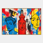 Peinture à l'huile de portraits et de figures pop représentant une figure ou un portrait expressif rendu avec des détails picturaux.