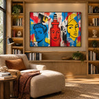 Peinture à l'huile de portraits et de figures pop représentant une figure ou un portrait expressif rendu avec des détails picturaux.