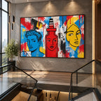 Peinture à l'huile de portraits et de figures pop représentant une figure ou un portrait expressif rendu avec des détails picturaux.