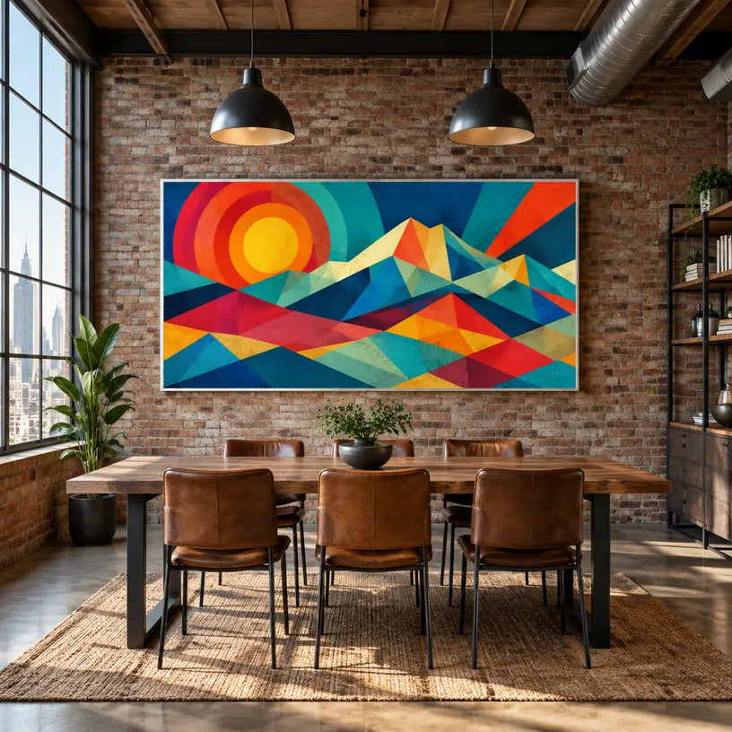 Dipinto a olio con paesaggi pop, paesaggi marini e paesaggi urbani, caratterizzato da una composizione ispirata a paesaggi atmosferici, paesaggi marini o città in una tavolozza blu.